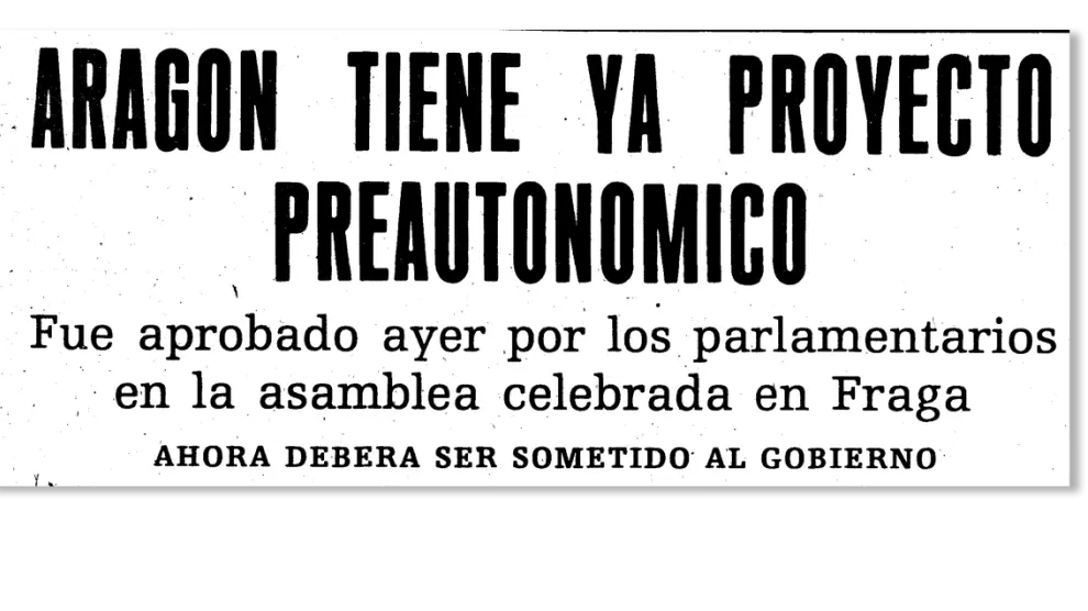 El 20 de enero de 1978, la Asamblea de Parlamentarios aragoneses se reunió en Fraga para redactar el texto de preautonomía que se debía remitir al Gobierno Central para su aprobación. También se constituyó una Dirección General de Aragón, lo que conocemos ahora como DGA.