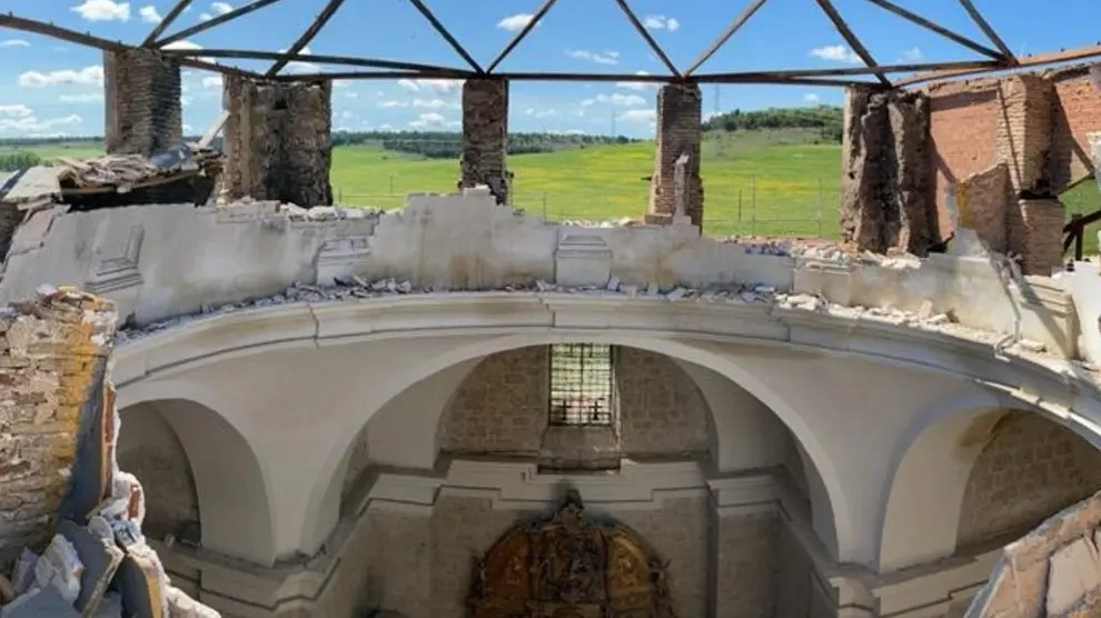 Imagen del derrumbe de la cúpula del monasterio de Alconada, en Palencia.