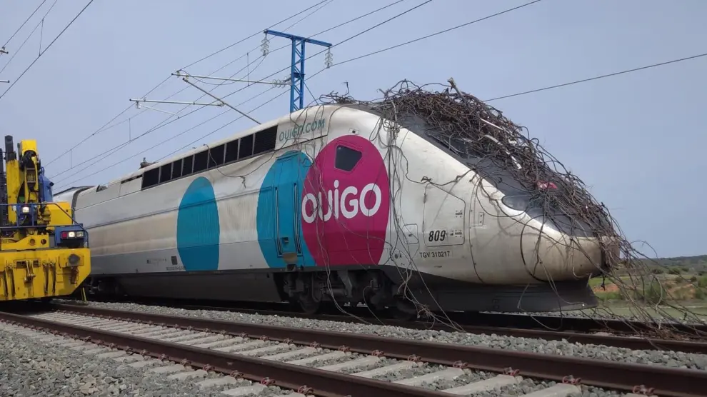 El tren de Ouigo de la línea Madrid-Barcelona afectado.