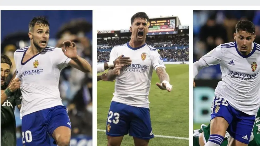 Álvaro Giménez, Nano Mesa y Borja Sainz, los tres cedidos del año pasado que ya no son del Real Zaragoza.