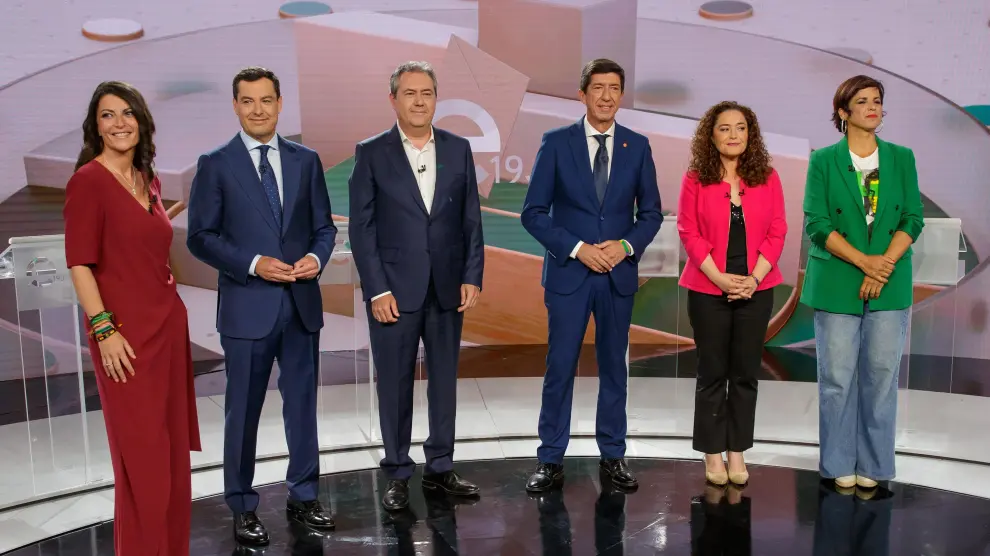 Debate electoral de los candidatos a la Presidencia de la Junta de Andalucía, este lunes por la noche.