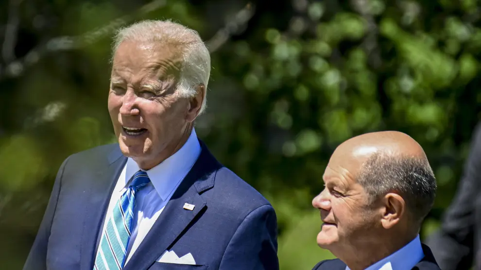 El presidente de Estados Unidos, Joe Biden junto al canciller alemán, Olaf Scholz.