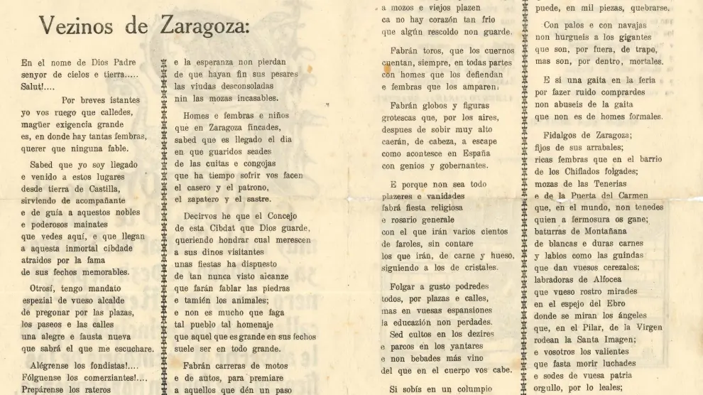 Versión impresa del pregón de 1922 de Alberto Casañal.