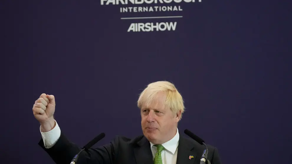 Boris Johnson en un acto este lunes como todavía primer ministro británico.