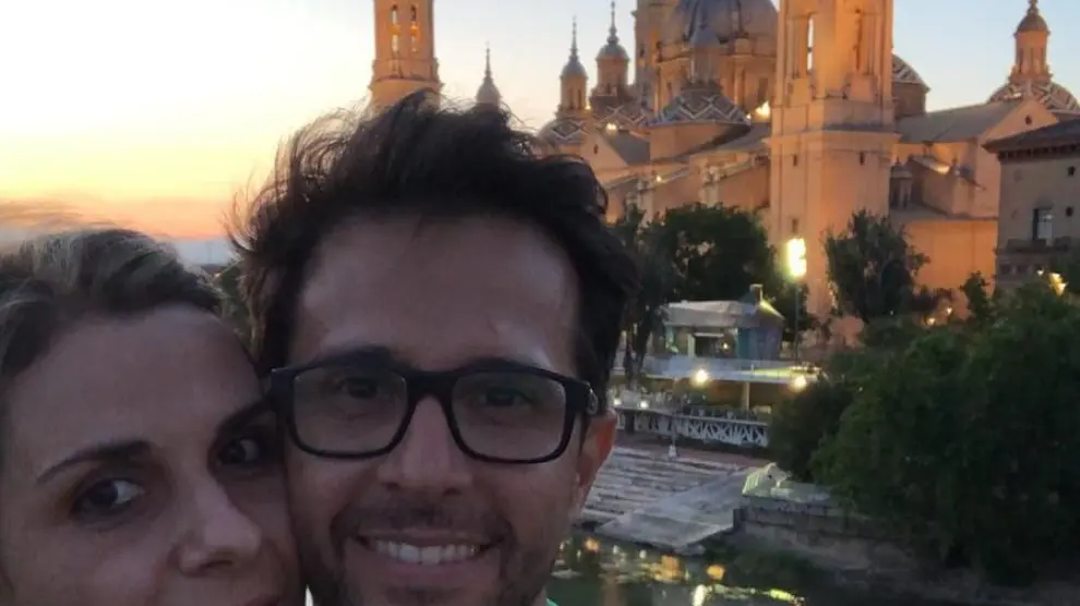 Marcelo, con su mujer, en una de sus últimas visitas a Zaragoza.
