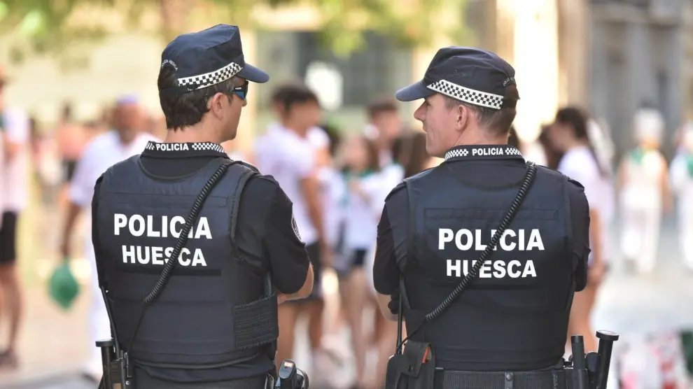 Despliegue policial en Huesca por San Lorenzo.