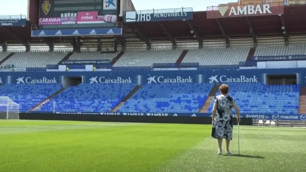 Mari Carmen Gonzalvo en el estadio de La Romareda