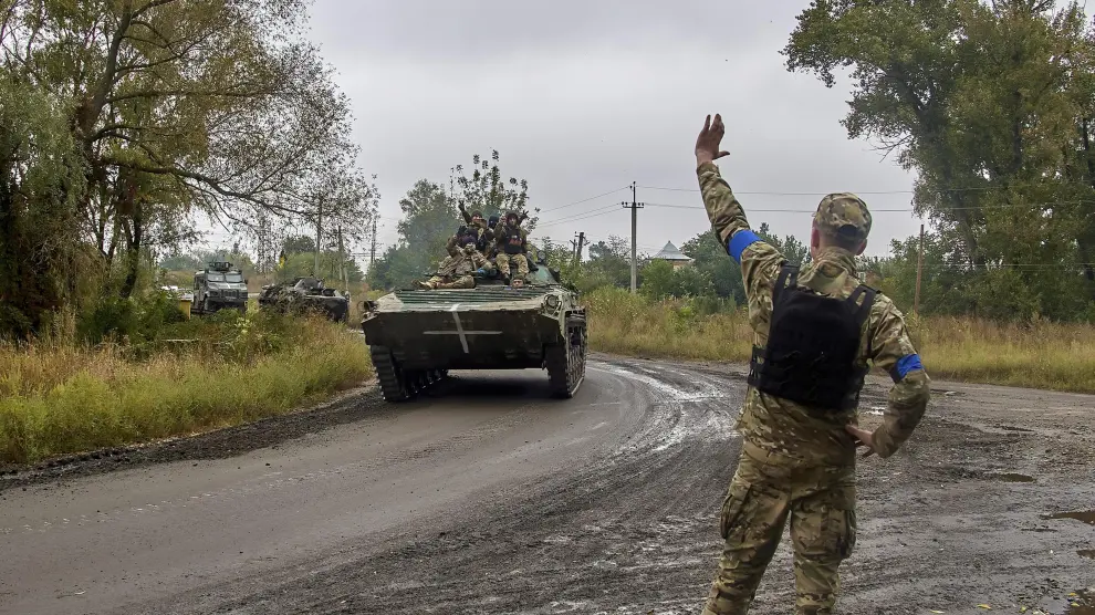 Militares ucranianos en el norte de Kharkiv.