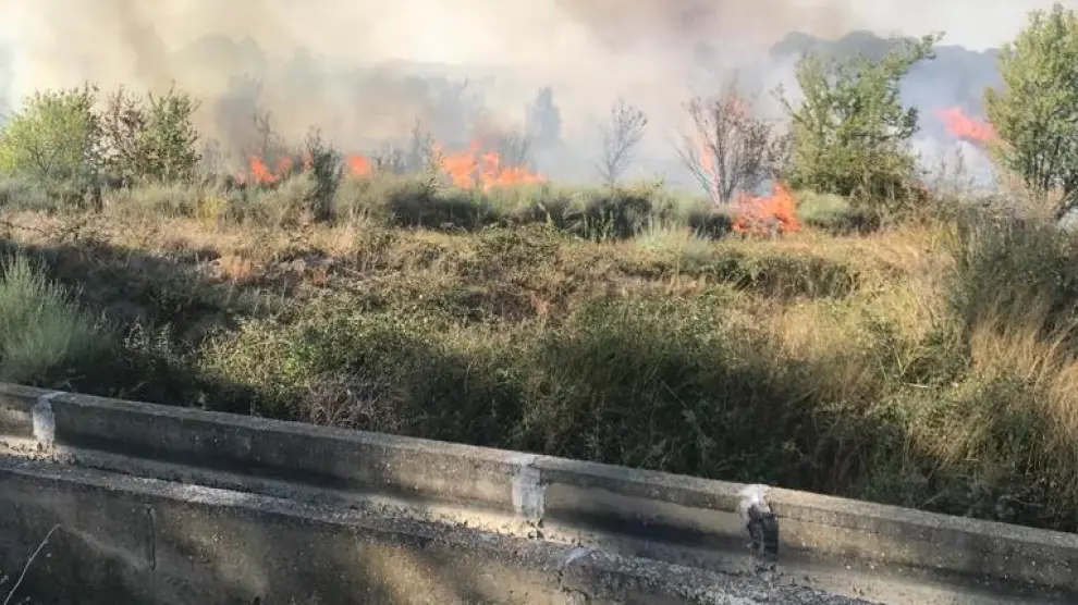 Las llamas están cerca de las infraestructuras de riego.