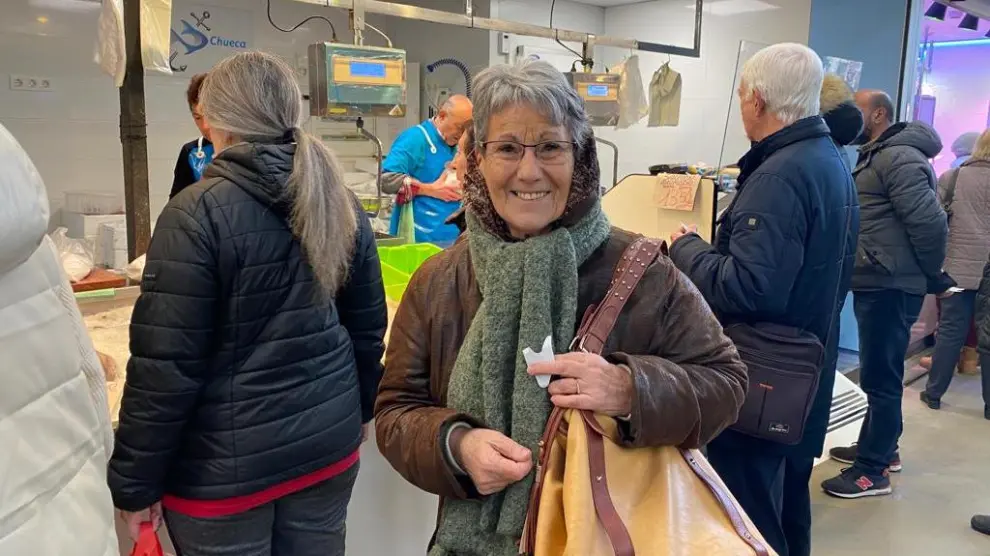 Margarita Arcusa, que vive en Andorra (Teruel) y ha aprovechado este miércoles para visitar a la familia y hacer algunas compras