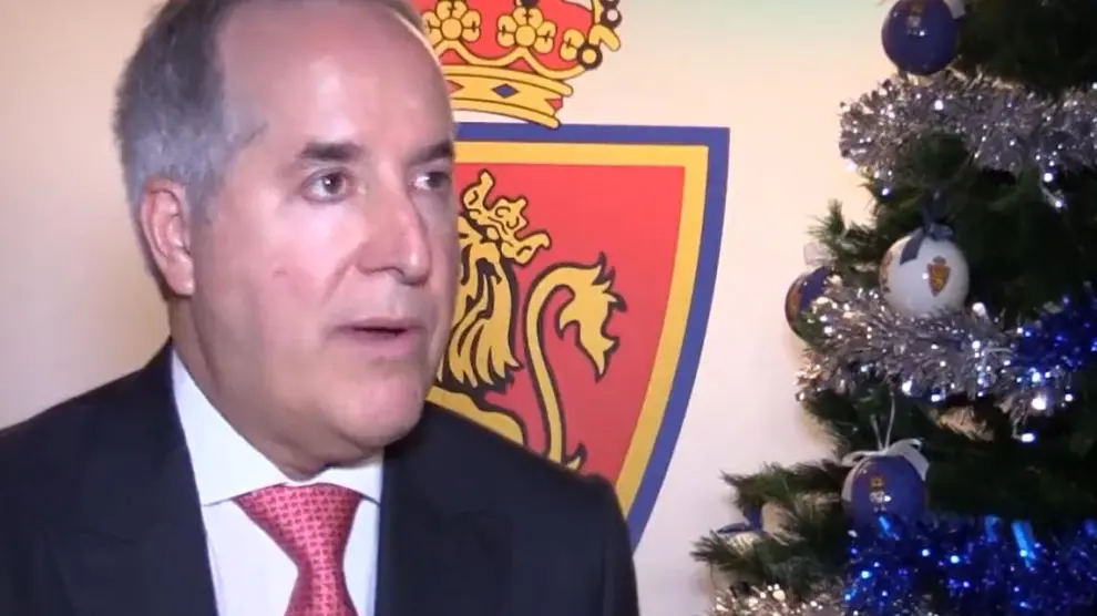 Jorge Mas Santos, presidente del Real Zaragoza, durante la alocución de su vídeo navideño.