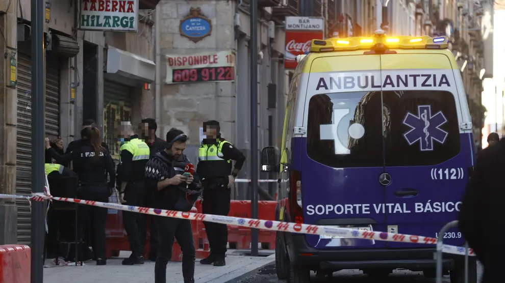 Escenario del asesinato de una mujer en Bilbao, el pasado 28 de diciembre,