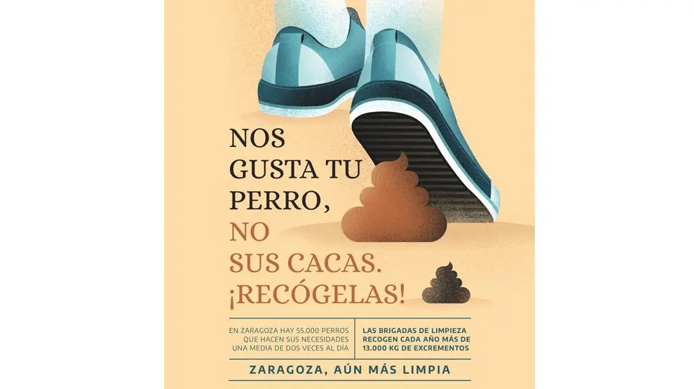 Cartel promocional de la campaña de recogida de excrementos del Ayuntamiento de Zaragoza.