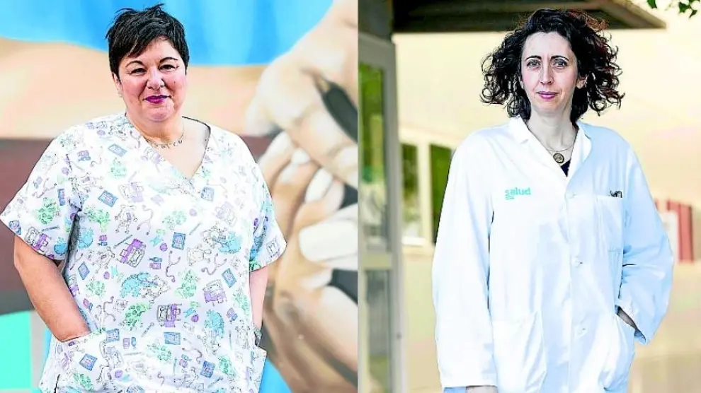 Ana María Latorre y Ana Pilar Sánchez, enfermeras que cambian su centro sanitario en Zaragoza.