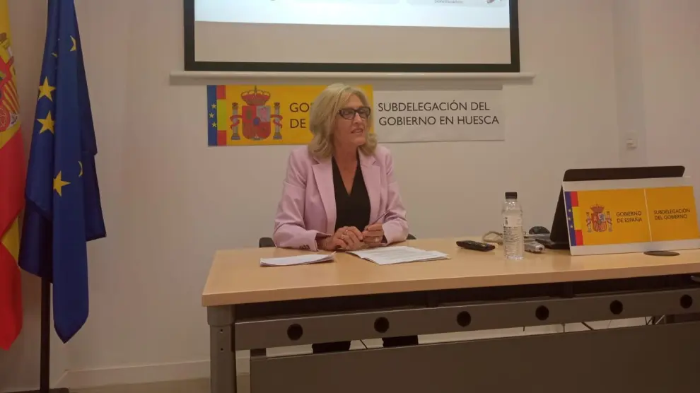 Silvia Salazar, en su última comparecencia ante los medios de comunicación como subdelegada del Gobierno en Huesca.