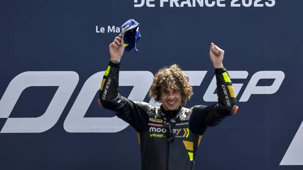 El italiano Marco Bezzecchi (Ducati Desmosedici GP22), vencedor del Gran Premio de Francia de MotoGP