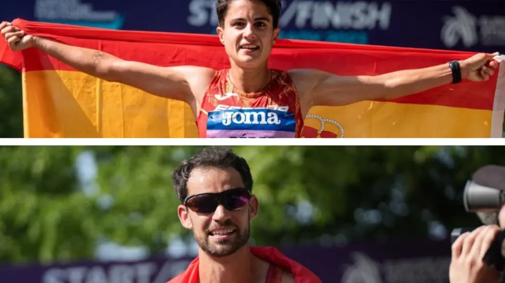 María Pérez y Álvaro Martín, campeones de Europa en 35 kilómetros marcha.