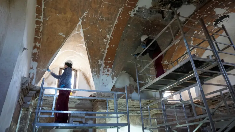 Los técnicos de la Fundación Santa María de Albarracín han trabajado en la recuperación de la ermita.