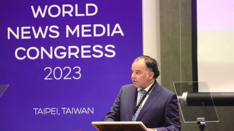 Fernando de Yarza López-Madrazo, este miércoles 28 de junio, durante el Congreso Mundial de Medios en Taipei (Taiwán).