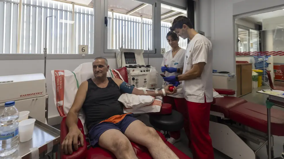 Donación de plasma en el Banco de Sangre de Aragón.