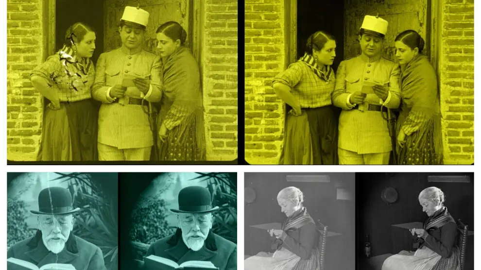 El antes y el después de la restauración digital de la película ‘Gigantes y cabezudos’, de Florián Rey (1925), por Filmoteca Española y Filmoteca de Zaragoza.