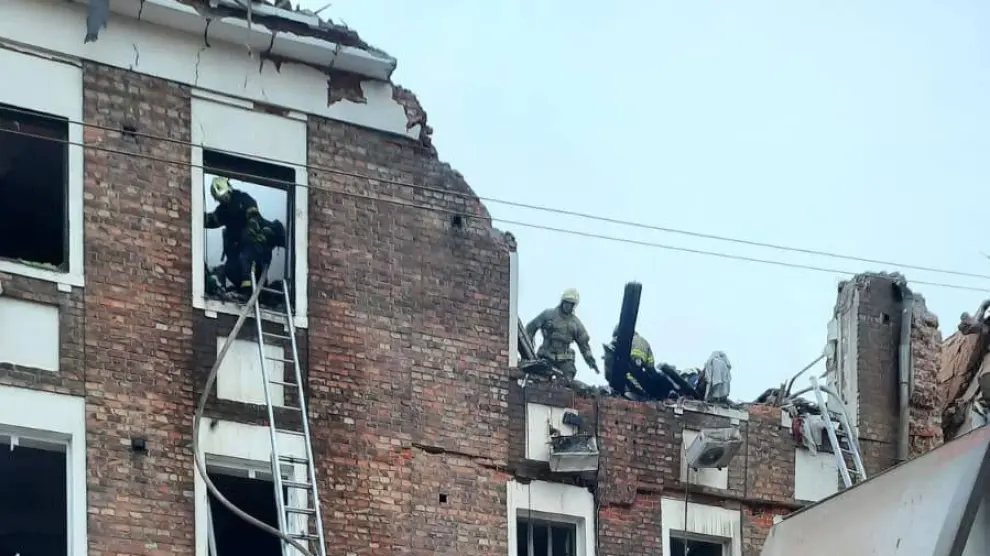 Ataque en el centro de la ciudad de Járkov, Ucrania.