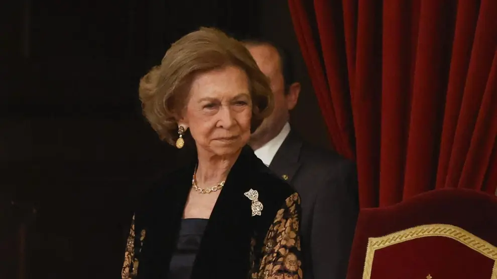 OVIEDO, 20/10/2023.- La reina Sofía durante la gala de la 43º edición de los Premios Princesa de Asturias que se celebra este viernes en el Teatro Campoamor, en Oviedo. EFE/Chema Moya