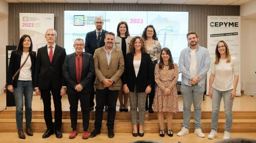 Imagen de los participante en el evento en el que presentó el Informe GEM de Aragón, en la sede de Cepyme.