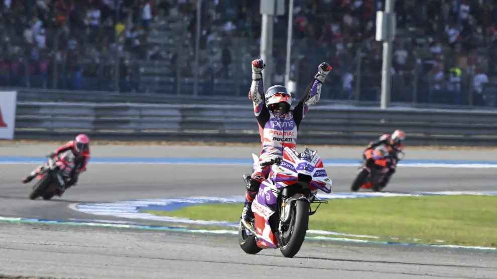 Jorge Martín celebra la victoria en el Gran Premio de Tailandia de Moto GP