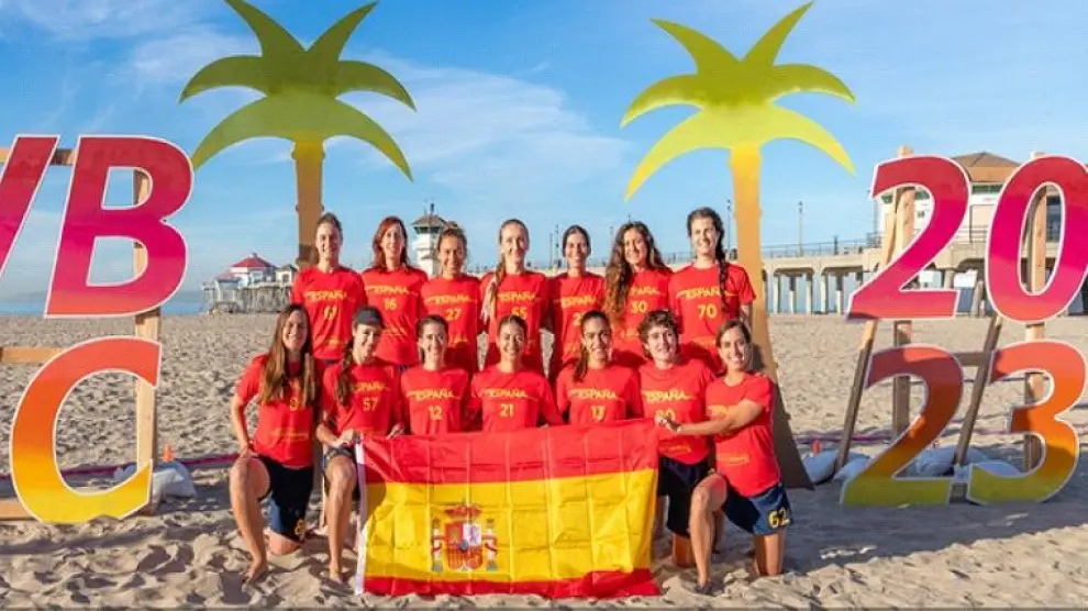 La selección española femenina de 'ultimate frisbee' en Hunington.