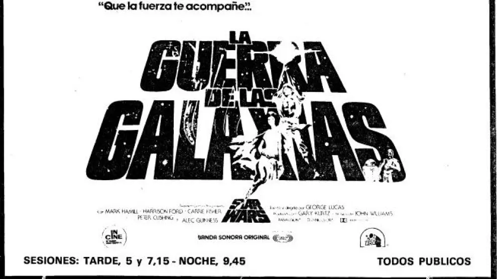Anuncio del estreno de 'La Guerra de las Galaxias' en Zaragoza en 1977.