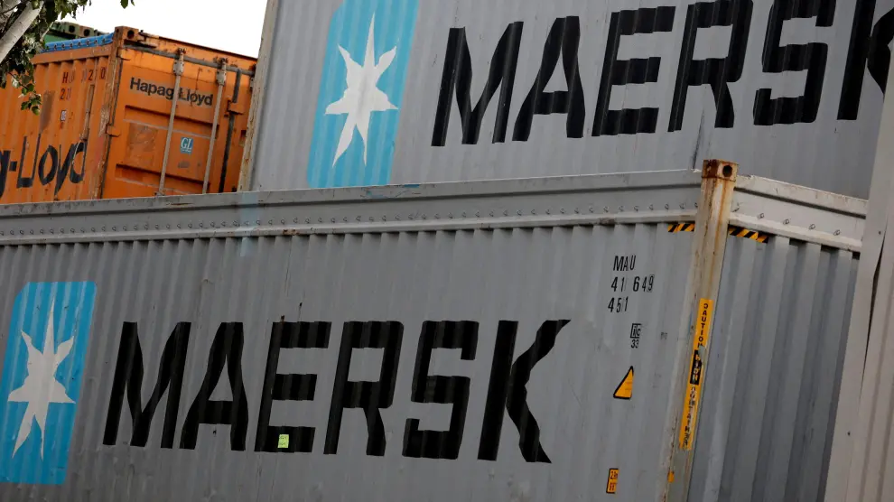 Contenedores de la naviera Maersk en una imagen de archivo.
