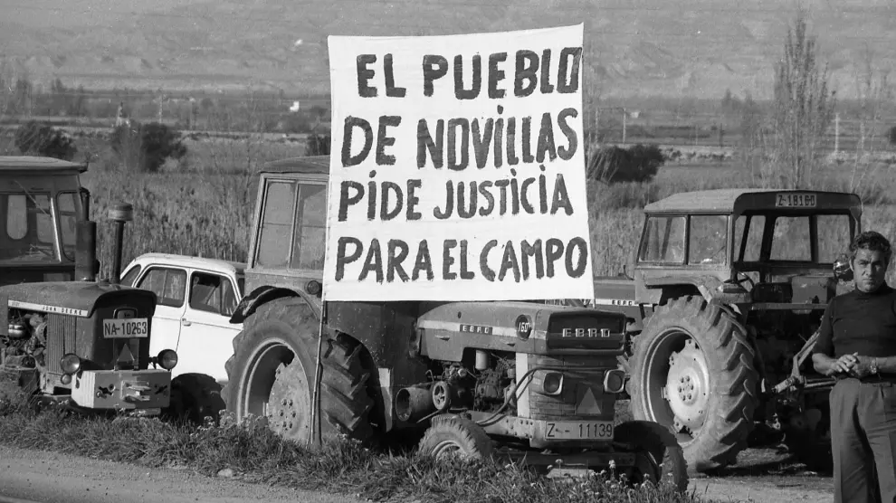Tractorada en Novillas en 1974.