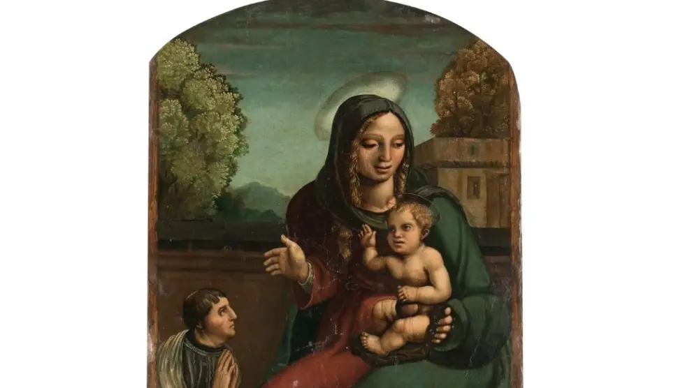 Detalle de 'La Virgen con el Niño y un donante', del maestro de Ibdes.