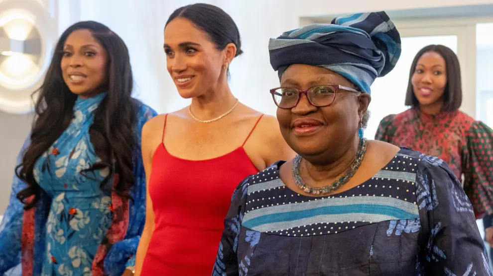 Meghan, Duchess of Sussex, co-hosts an event of Women in Leadership with Dr Ngozi Okonjo-Iweala, Director General of the World Trade Organization in Abuja, Nigeria, May 11, 2024. REUTERS/Marvellous Durowaiye [[[REUTERS VOCENTO]]]