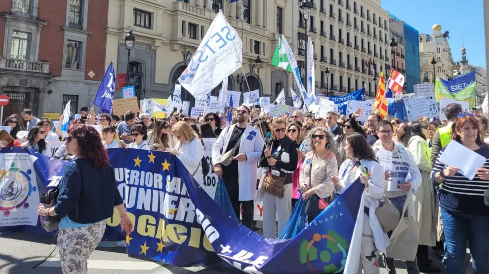 Manifestación de los técnicos sanitarios superiores este sábado en Madrid