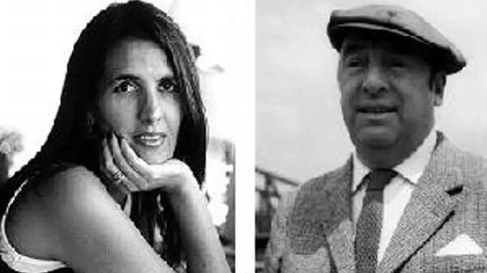 La escritora brasileña Martha Medeiros y el poeta chileno Pablo Neruda