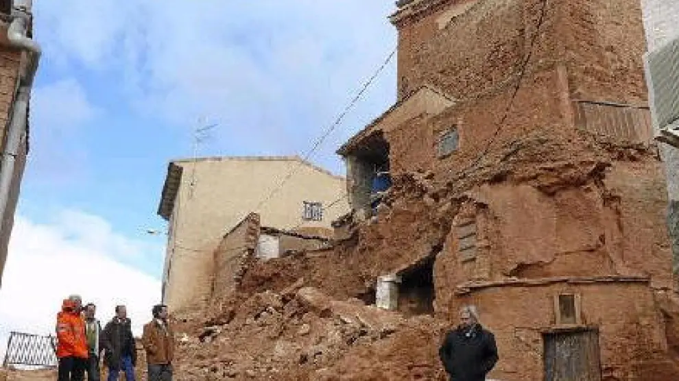 Estado en que quedaron los bajos de la iglesia de Cervera tras los últimos hundimientos