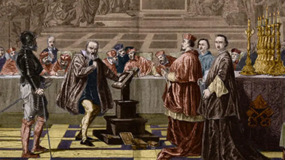 Cuadro de Joseph-Nicolas Robert-Fleury con Galileo frente a la Inquisición
