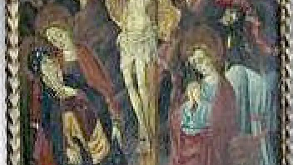 La obra. La 'Crucifixión' es una obra de 141,5 x 100 cm, que podría estar fechada entre 1440 y 1450. Se atribuye al pintor Blasco de Grañén.