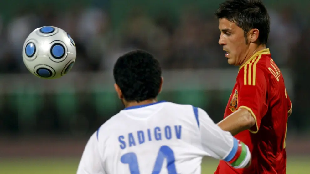 David Villa, en el partido contra Azerbaiyán