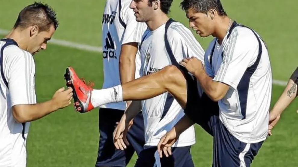 Imagen del primer entrenamiento de Cristiano Ronaldo con el Real Madrid.