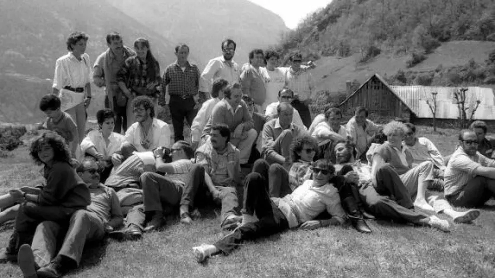 Mozos y mozas de la caravana de 1988, la penúltima que se celebró.