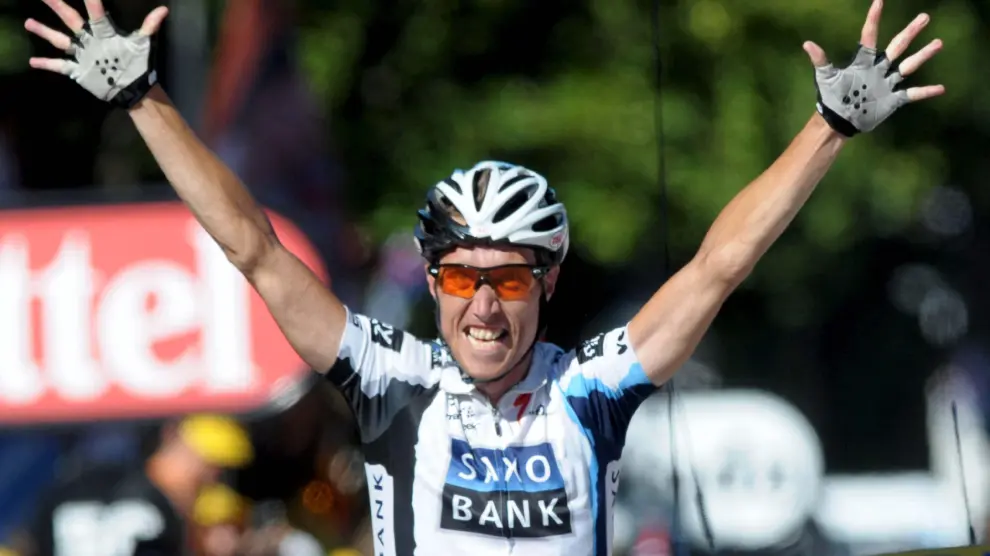 El ciclista danés celebra su victoria