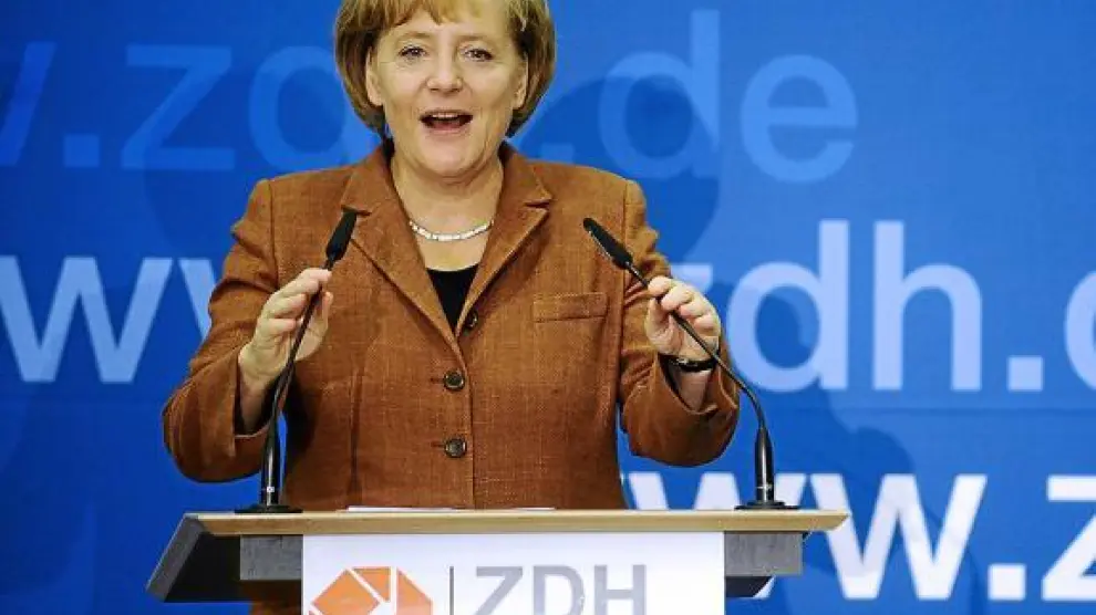 Angela Merkel, en un acto público ayer en Berlín.
