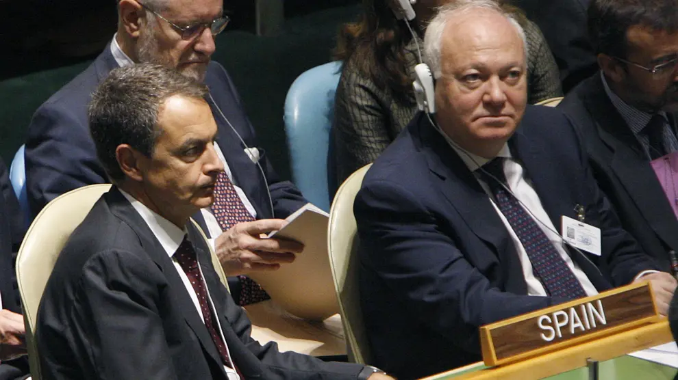 Zapatero y Moratinos, durante los debates de la Asamblea General de la ONU