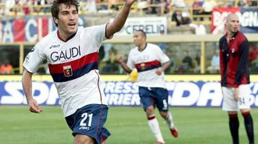 Zapater celebra su gol en Bolonia.