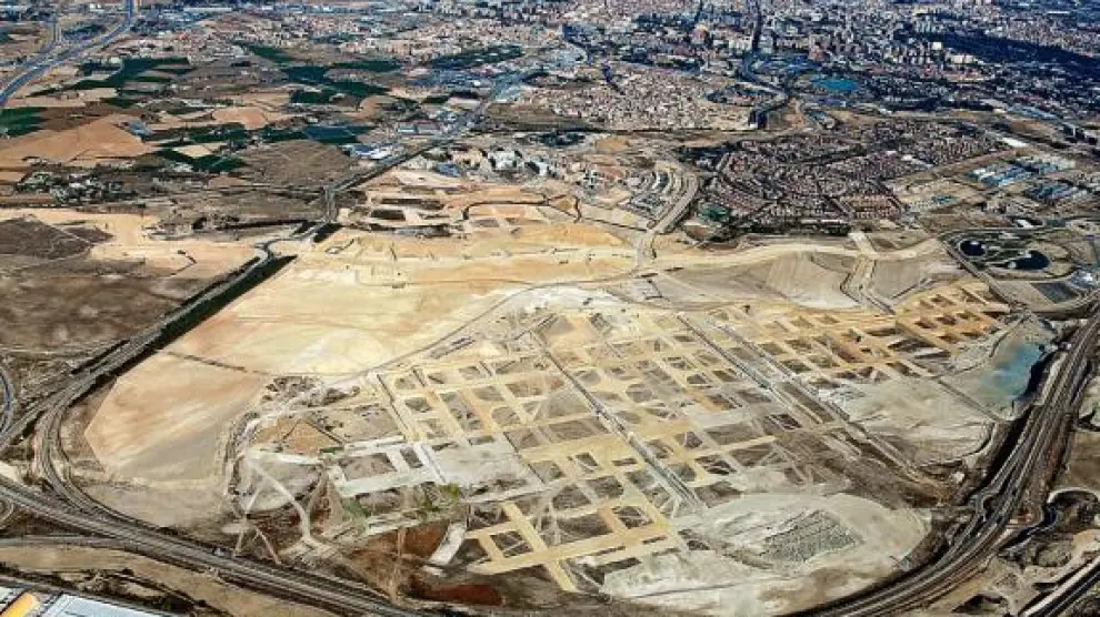 Imagen aérea del estado de las obras de urbanización de Arcosur.