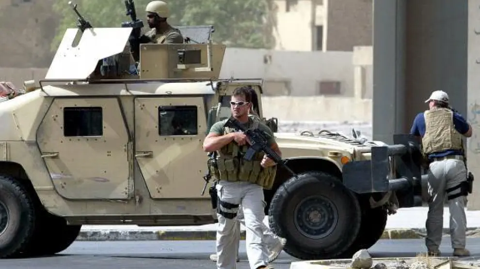 Varios agentes de la empresa de seguridad Blackwater, en 2005 en Bagdad.