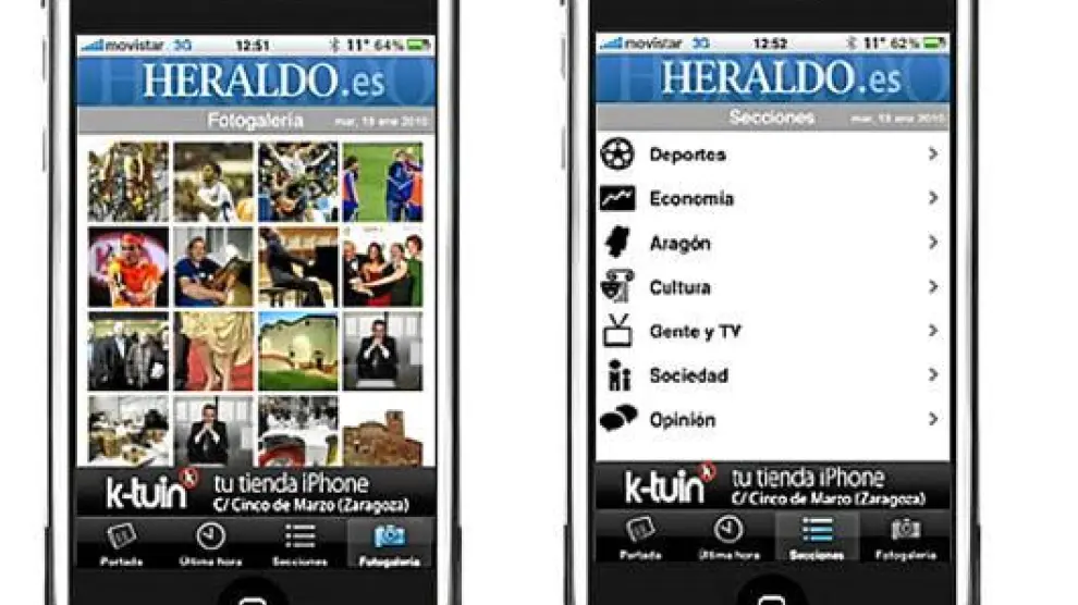 La 'app' de HERALDO.es permite navegar por secciones y ver las últimas fotos
